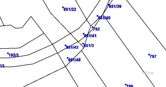 Parcela st. 851/3 v KÚ Rybova Lhota, Katastrální mapa