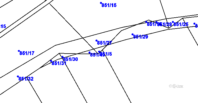 Parcela st. 851/5 v KÚ Rybova Lhota, Katastrální mapa