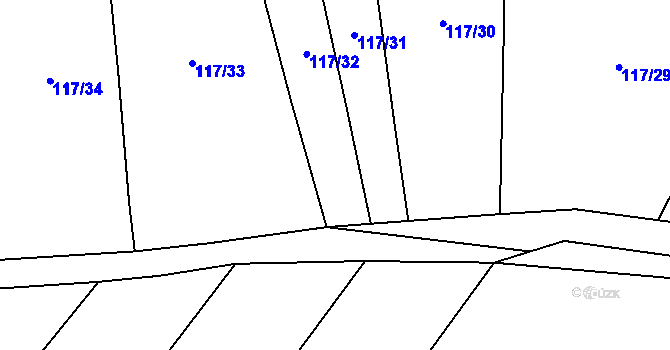 Parcela st. 117/21 v KÚ Rybova Lhota, Katastrální mapa