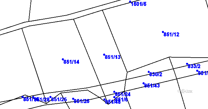 Parcela st. 851/13 v KÚ Rybova Lhota, Katastrální mapa