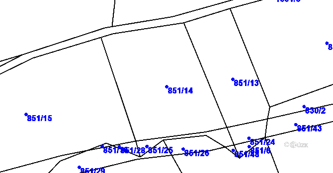 Parcela st. 851/14 v KÚ Rybova Lhota, Katastrální mapa