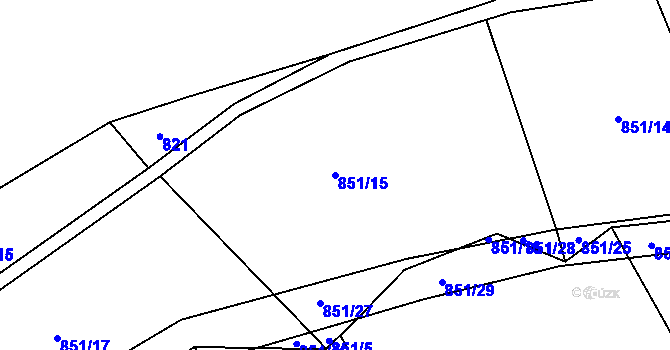 Parcela st. 851/15 v KÚ Rybova Lhota, Katastrální mapa