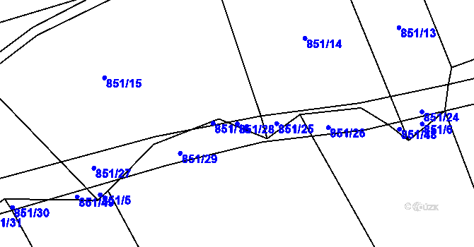 Parcela st. 851/28 v KÚ Rybova Lhota, Katastrální mapa