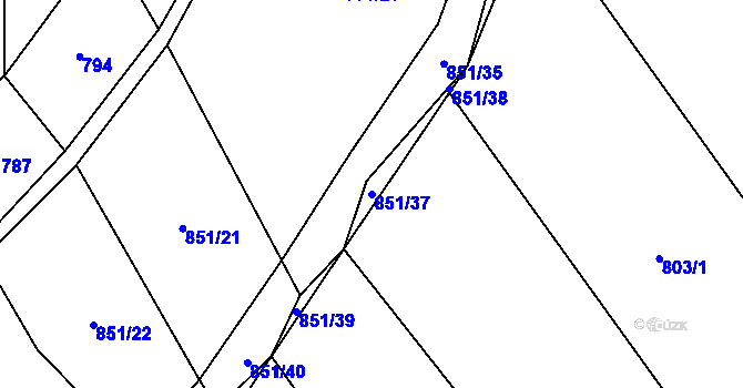 Parcela st. 851/37 v KÚ Rybova Lhota, Katastrální mapa
