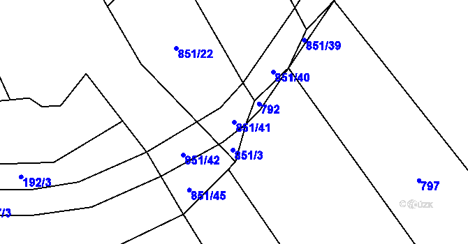 Parcela st. 851/41 v KÚ Rybova Lhota, Katastrální mapa
