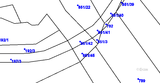 Parcela st. 851/42 v KÚ Rybova Lhota, Katastrální mapa
