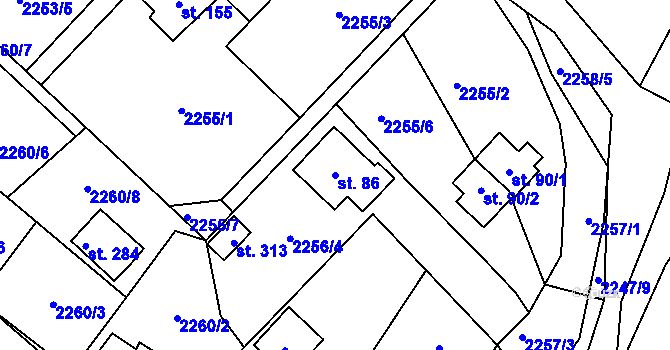 Parcela st. 86 v KÚ Skalice nad Lužnicí, Katastrální mapa