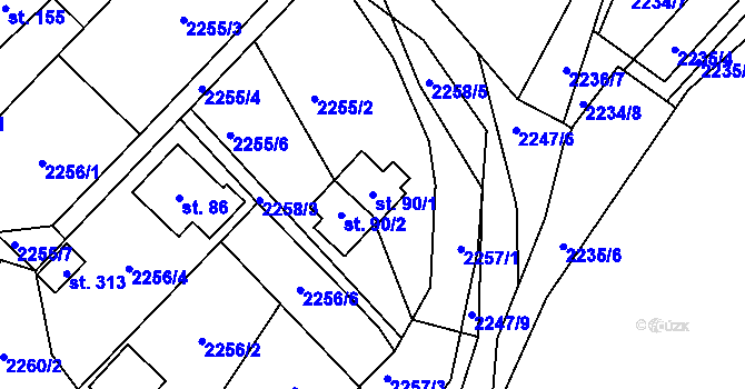 Parcela st. 90/1 v KÚ Skalice nad Lužnicí, Katastrální mapa