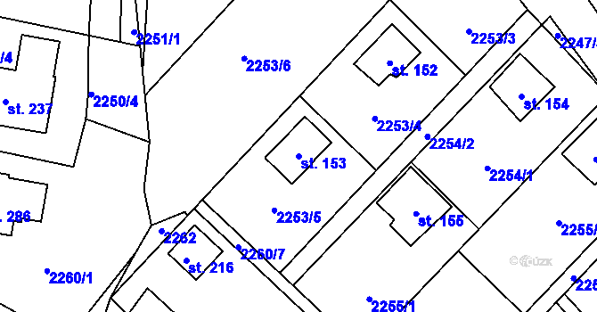 Parcela st. 153 v KÚ Skalice nad Lužnicí, Katastrální mapa