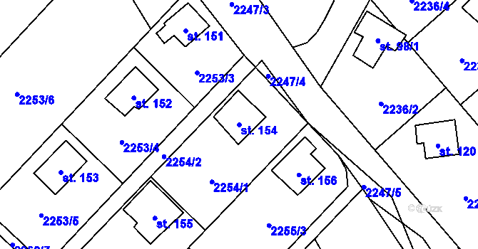 Parcela st. 154 v KÚ Skalice nad Lužnicí, Katastrální mapa