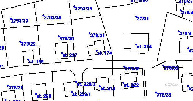 Parcela st. 174 v KÚ Skalice nad Lužnicí, Katastrální mapa