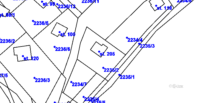 Parcela st. 205 v KÚ Skalice nad Lužnicí, Katastrální mapa