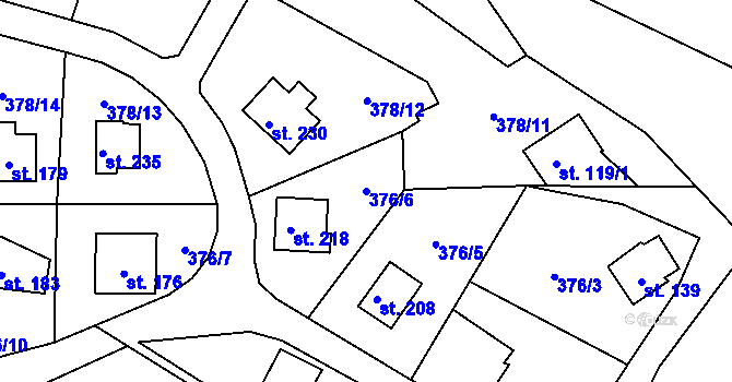 Parcela st. 376/6 v KÚ Skalice nad Lužnicí, Katastrální mapa