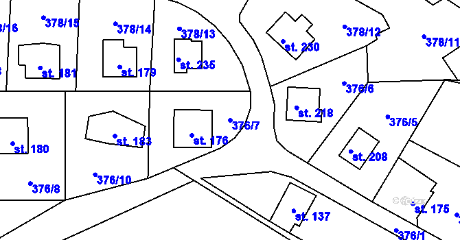 Parcela st. 376/7 v KÚ Skalice nad Lužnicí, Katastrální mapa