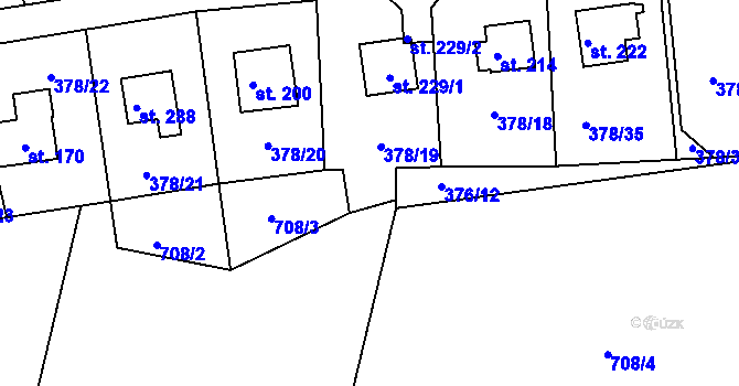 Parcela st. 376/14 v KÚ Skalice nad Lužnicí, Katastrální mapa
