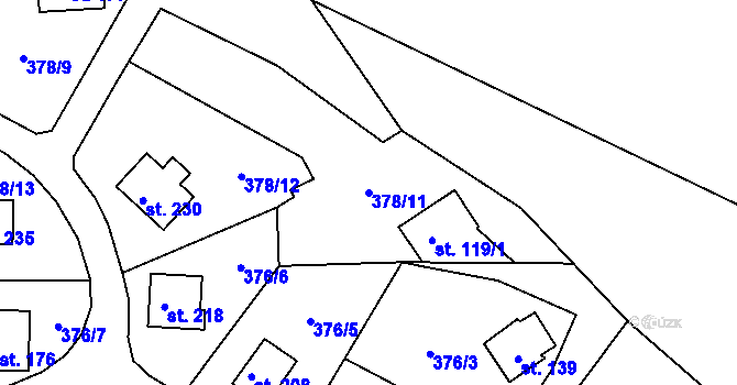 Parcela st. 378/11 v KÚ Skalice nad Lužnicí, Katastrální mapa
