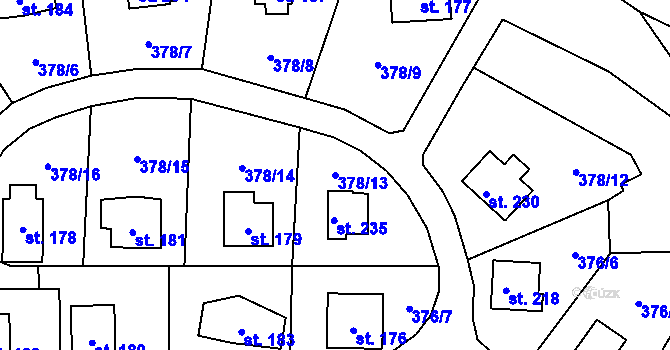 Parcela st. 378/13 v KÚ Skalice nad Lužnicí, Katastrální mapa