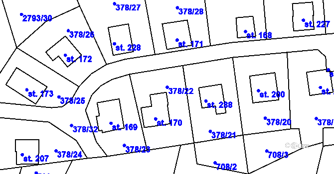Parcela st. 378/22 v KÚ Skalice nad Lužnicí, Katastrální mapa
