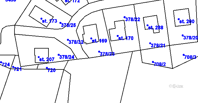 Parcela st. 378/23 v KÚ Skalice nad Lužnicí, Katastrální mapa