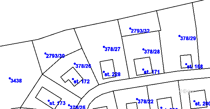 Parcela st. 378/27 v KÚ Skalice nad Lužnicí, Katastrální mapa