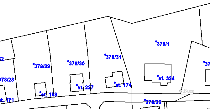 Parcela st. 378/31 v KÚ Skalice nad Lužnicí, Katastrální mapa