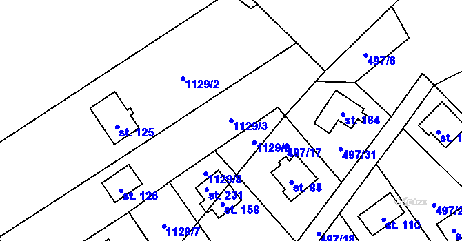 Parcela st. 1129/3 v KÚ Skalice nad Lužnicí, Katastrální mapa