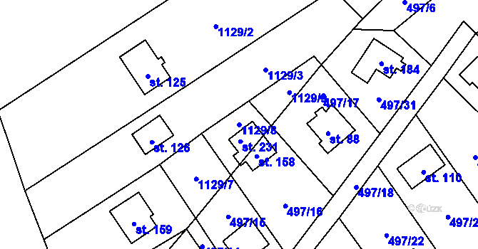 Parcela st. 1129/8 v KÚ Skalice nad Lužnicí, Katastrální mapa