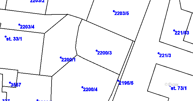 Parcela st. 2200/3 v KÚ Skalice nad Lužnicí, Katastrální mapa