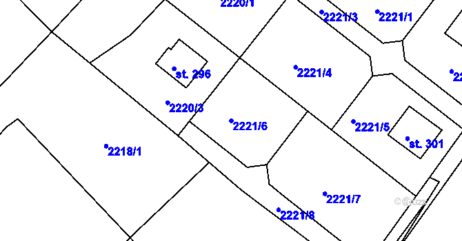 Parcela st. 2221/6 v KÚ Skalice nad Lužnicí, Katastrální mapa