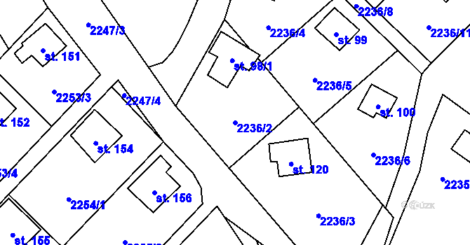 Parcela st. 2236/2 v KÚ Skalice nad Lužnicí, Katastrální mapa