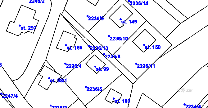 Parcela st. 2236/8 v KÚ Skalice nad Lužnicí, Katastrální mapa