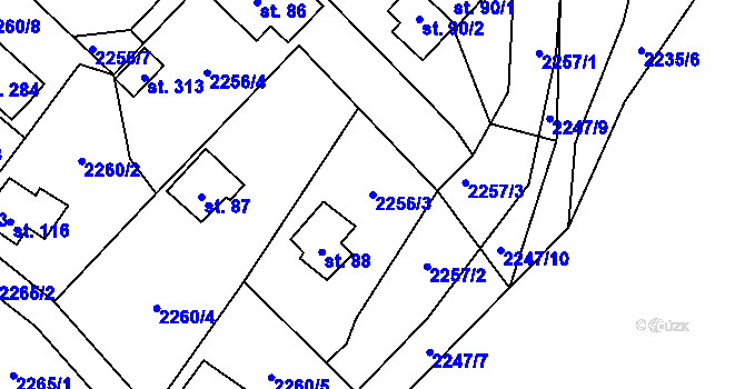 Parcela st. 2256/3 v KÚ Skalice nad Lužnicí, Katastrální mapa