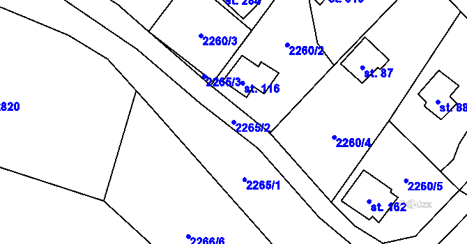 Parcela st. 2265/2 v KÚ Skalice nad Lužnicí, Katastrální mapa