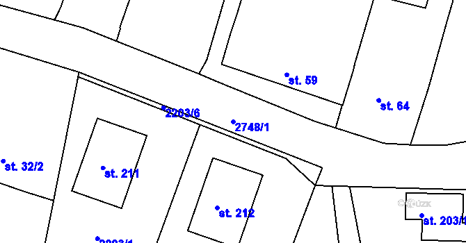 Parcela st. 2748/1 v KÚ Skalice nad Lužnicí, Katastrální mapa