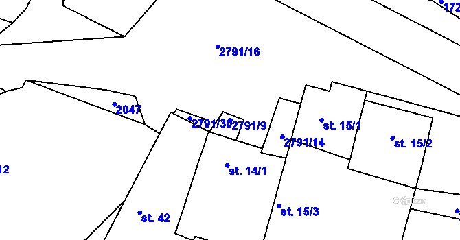 Parcela st. 2791/9 v KÚ Skalice nad Lužnicí, Katastrální mapa