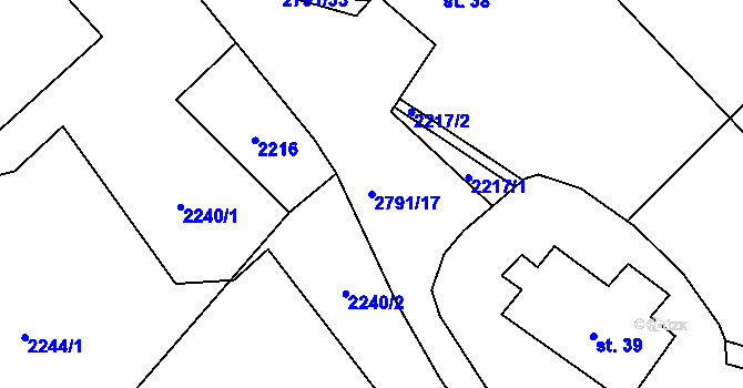 Parcela st. 2791/17 v KÚ Skalice nad Lužnicí, Katastrální mapa
