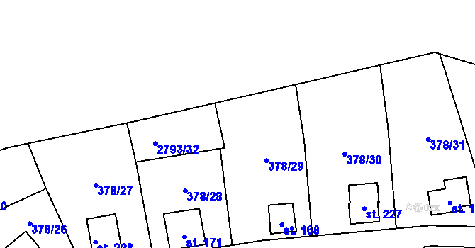 Parcela st. 2793/33 v KÚ Skalice nad Lužnicí, Katastrální mapa