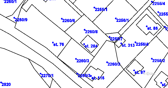 Parcela st. 284 v KÚ Skalice nad Lužnicí, Katastrální mapa