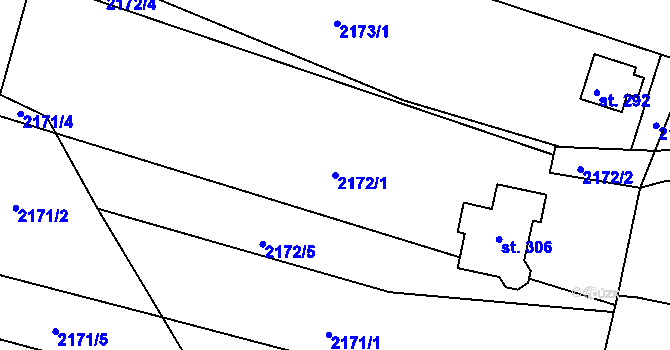 Parcela st. 2172/1 v KÚ Skalice nad Lužnicí, Katastrální mapa