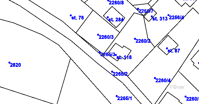 Parcela st. 2265/3 v KÚ Skalice nad Lužnicí, Katastrální mapa