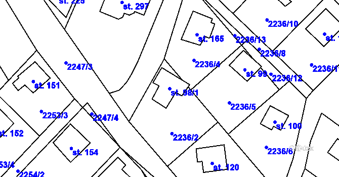 Parcela st. 98/1 v KÚ Skalice nad Lužnicí, Katastrální mapa