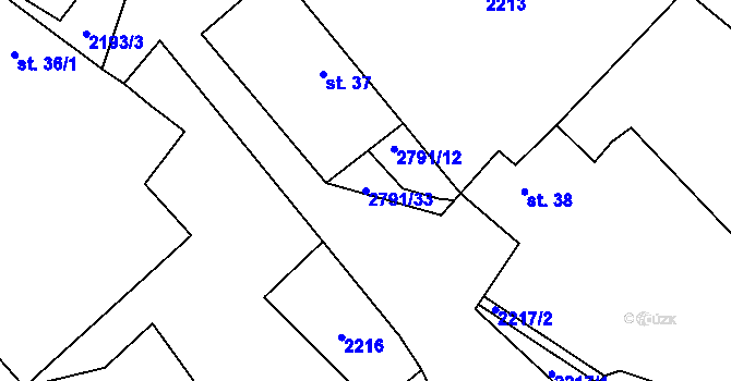 Parcela st. 2791/33 v KÚ Skalice nad Lužnicí, Katastrální mapa