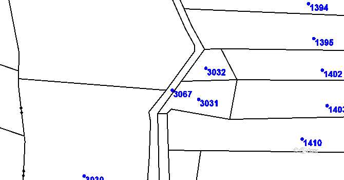Parcela st. 3067 v KÚ Skalice nad Lužnicí, Katastrální mapa