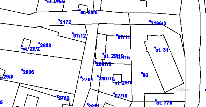 Parcela st. 29/19 v KÚ Skalice u České Lípy, Katastrální mapa