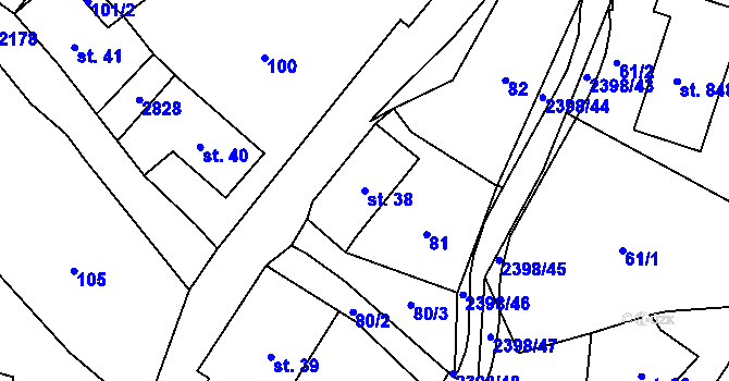Parcela st. 38 v KÚ Skalice u České Lípy, Katastrální mapa