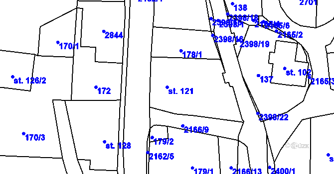 Parcela st. 121 v KÚ Skalice u České Lípy, Katastrální mapa