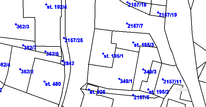 Parcela st. 195/1 v KÚ Skalice u České Lípy, Katastrální mapa