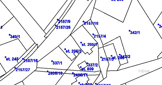 Parcela st. 205/1 v KÚ Skalice u České Lípy, Katastrální mapa