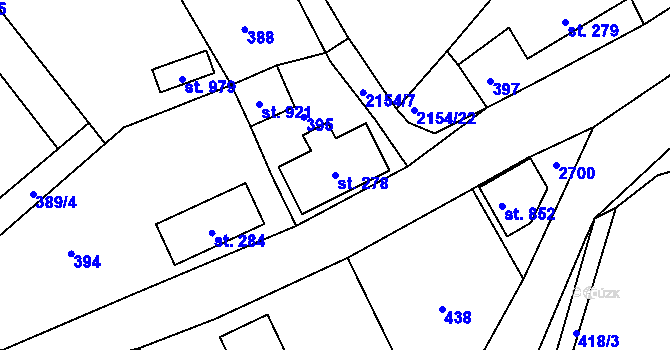 Parcela st. 278 v KÚ Skalice u České Lípy, Katastrální mapa