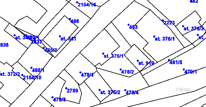 Parcela st. 375/1 v KÚ Skalice u České Lípy, Katastrální mapa